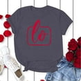 thumbnail image 4 of T-shirts Assortis pour Couples de la Saint-Valentin à Imprimé de Lettres, Légers, Col Rond, Manches Courtes, T-Shirts Classiques, Coupe Ample, Confortables, Doux, T-Shirt de Base pour Lui et Elle, Vêtements de Vacances, Gris, TTG, 4 of 5
