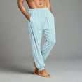 thumbnail image 4 of GrmtClth Mens Pajama Pants Lightweight Lounge Jogger Sleepwear Comfy Classic Pj Bottoms with Drawstring & Pockets Light Blue M, 4 of 9
