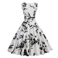 thumbnail image 5 of IROINNID Women's V-Neck A-Line Dress Fashion Sleeveless Vintage Printed Party Cocktail Swing Dresses Swing Stretchy Dresses Below The Knee Dress, 5 of 8