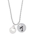 thumbnail image 1 of Delight Jewelry Silvertone Elephant Silhouette Silvertone Script Initial Disc - F - Charm Necklace, 20"+3", 1 of 4