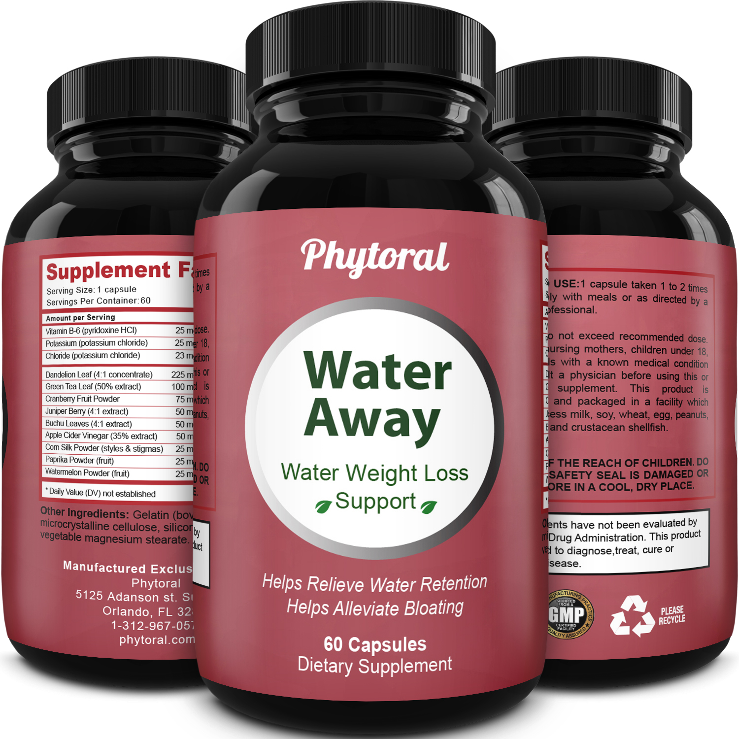 Water Away by Phytoral Natural Diuretic for Weight Loss Detox Cleanse