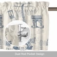 thumbnail image 6 of Vintage Art Valance Curtain for Windows Grey Blue International Buildings Towers Linen Rod Pocket Curtain Valances Short Window Treatments Panels for Kitchen Bathroom Laundry Basement 54 x 18 Inch, 6 of 9