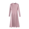 thumbnail image 1 of Birdeem Longue Robe d'Été pour Femmes Mode pour Femmes Couleur Unie Tricot Manches Longues Robe à Col Rond Robe à Manches Longues pour Femmes, 1 of 3