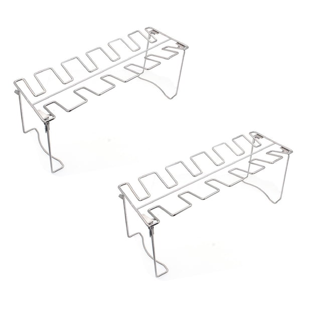 Oleegame 2PC Rack Wing Holes Holder Leg Chicken Stainless 12 Grill For BBQ Kitchen,Dining & Bar Silver