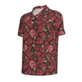 thumbnail image 2 of Vsdgher Rose Flowers Print Men's Short Sleeve Stretch Polo Shirt, Moisture-Wicking Performance Polo Shirt, 2 of 8
