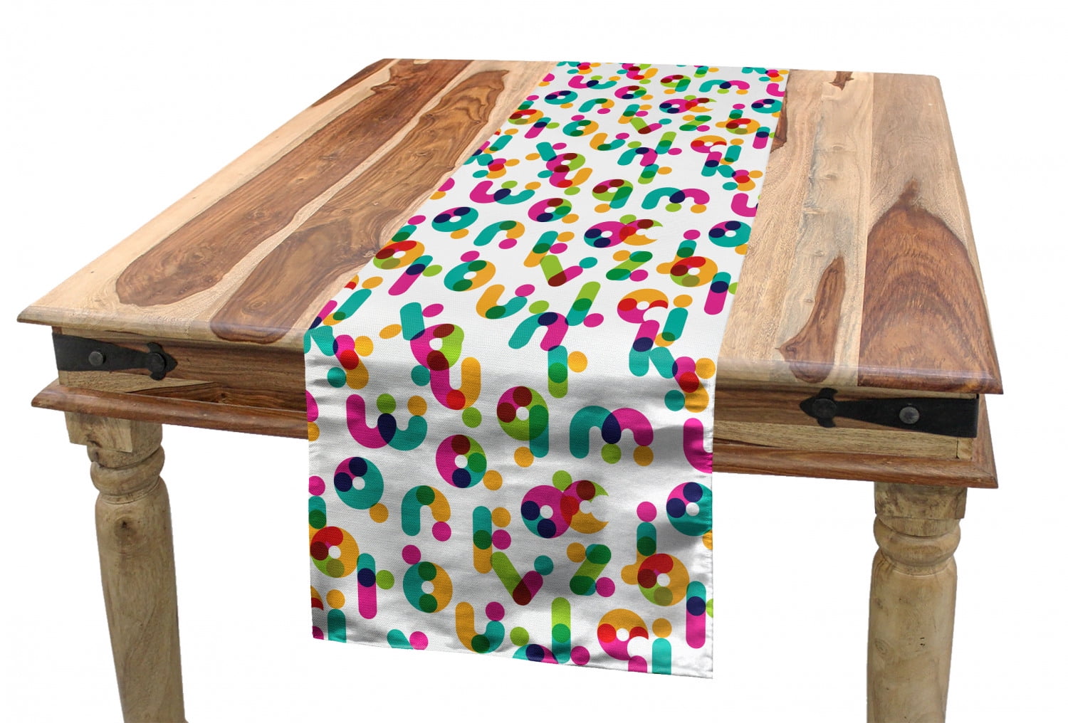 16 X 120 Ambesonne Geometric Table Runner Modern Style Calligraphic Illustration of Colorful Letters Latin Alphabet Multicolor Dining Room Kitchen Rectangular Runner 