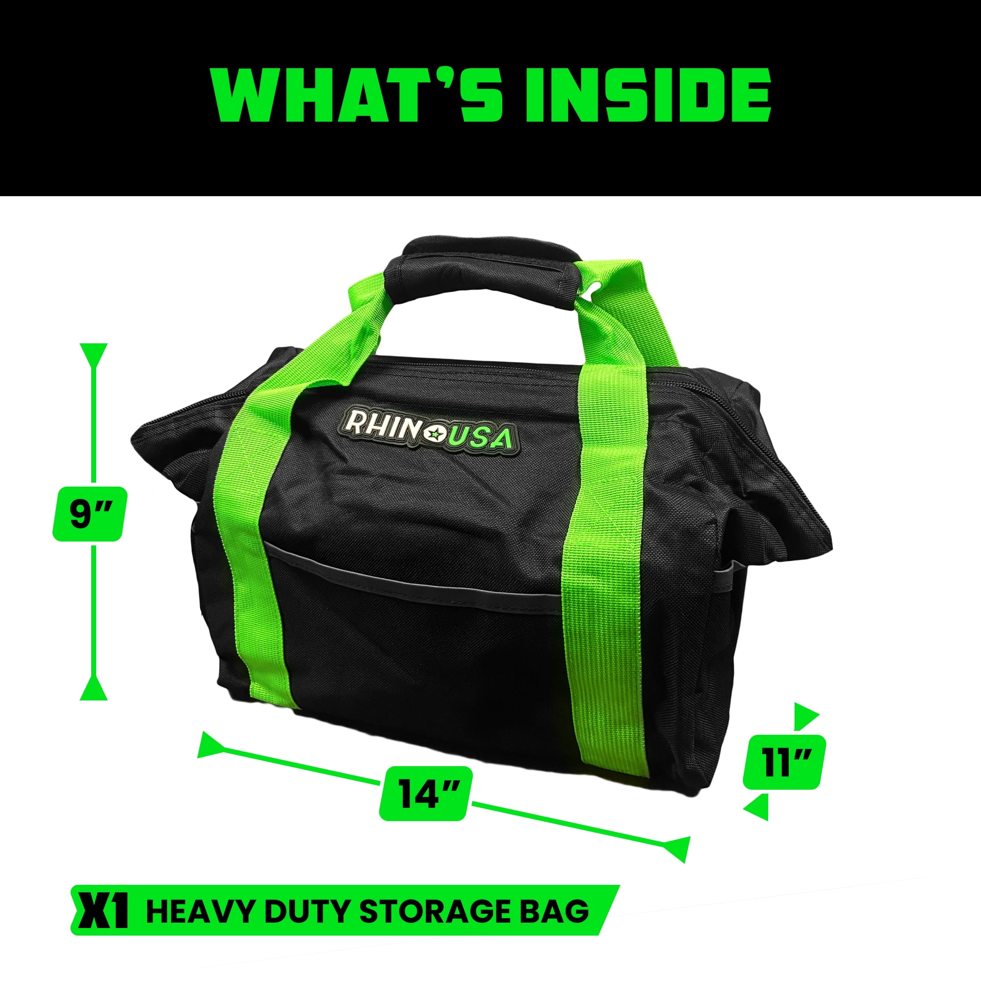Rhino USA Heavy Duty Recovery Gear Storage Bag - Ultimate Recovery Kit Equipment Bag (Green)