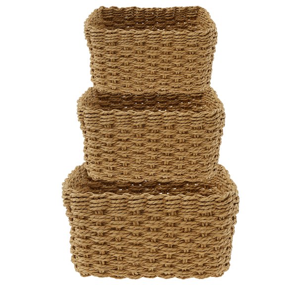 3 Pcs Storage Baskets Grass Woven Storage Basket Decorative Woven Baskets for Storage Multifunctional Toy Basket for Nursery Living Room Laundry Room Bedroom