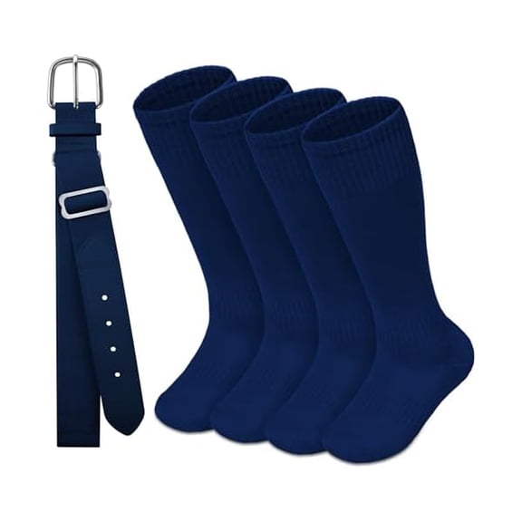 Eryueer Youth Baseball Socks and Belt Combo Set,Youth Softball Socks and Adjustable Baseball Belt for Boys Girls