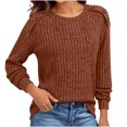 thumbnail image 6 of Yeaiivve Womens Long Sleeve Ribbed Knit Blouse Crew Neck Button Shoulder Pullover Sweaters Dressy Business Work Knitted Shirts 2026 Fall Fashion Clothes M Orange, 6 of 8
