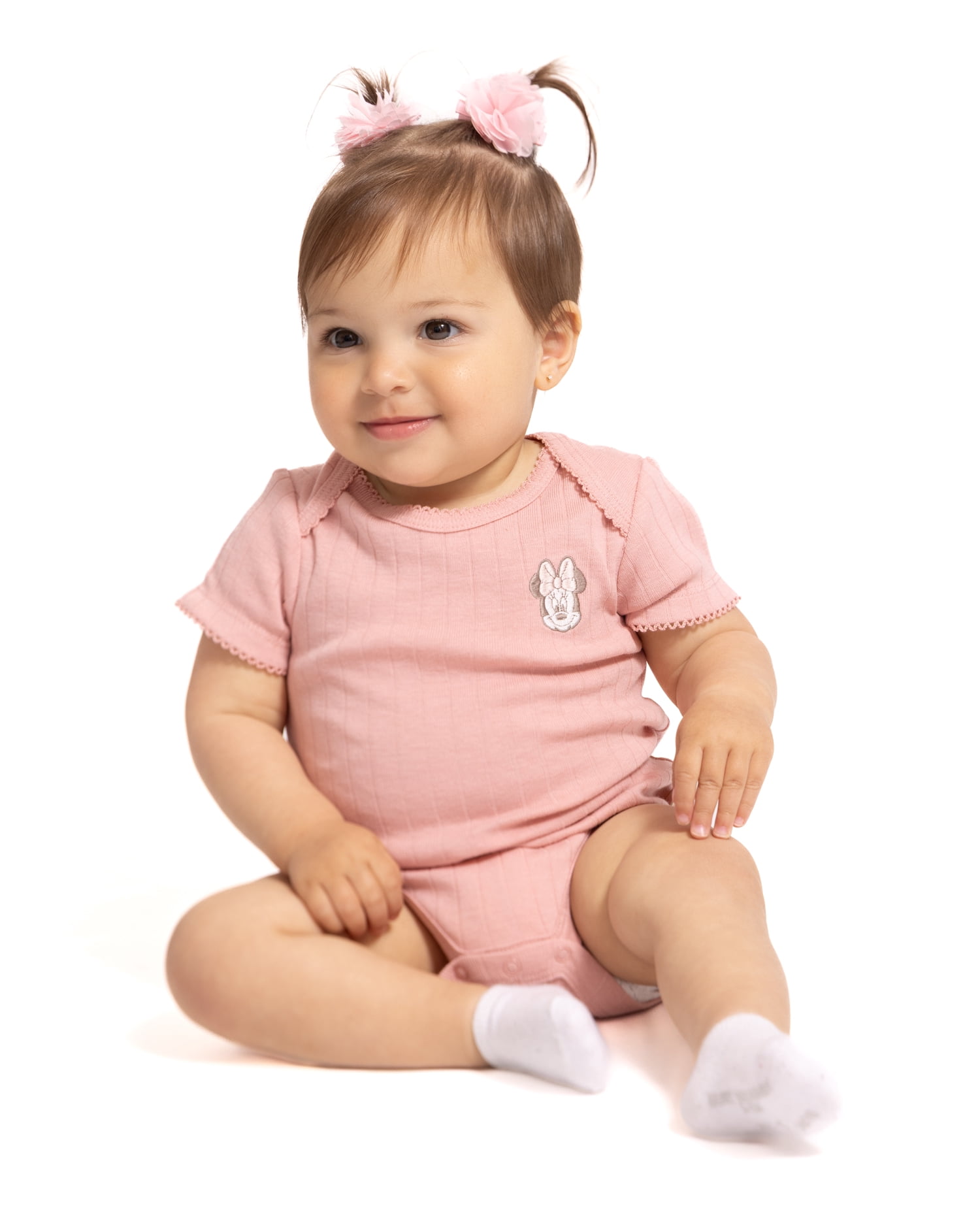 Disney Baby Wishes + Dreams Minnie Mouse Bodysuits with Short Sleeves, 3-Pack, Sizes Newborn-18M