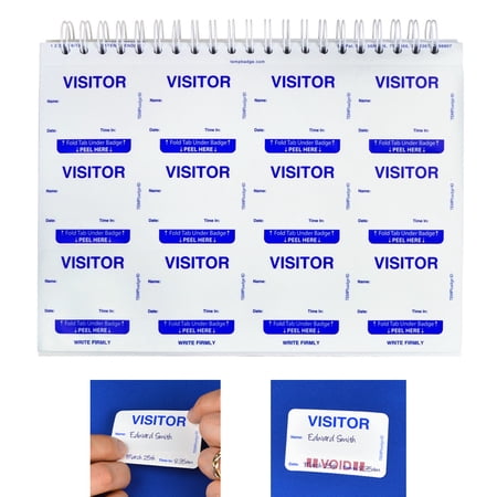 TEMPbadge Giant Sign in Visitor Badge Log Book (480 Badges) One Day Self Expiring - Security Name Tag Stickers - Easy Guest Management/Registry System for School & Business by Specialist ID