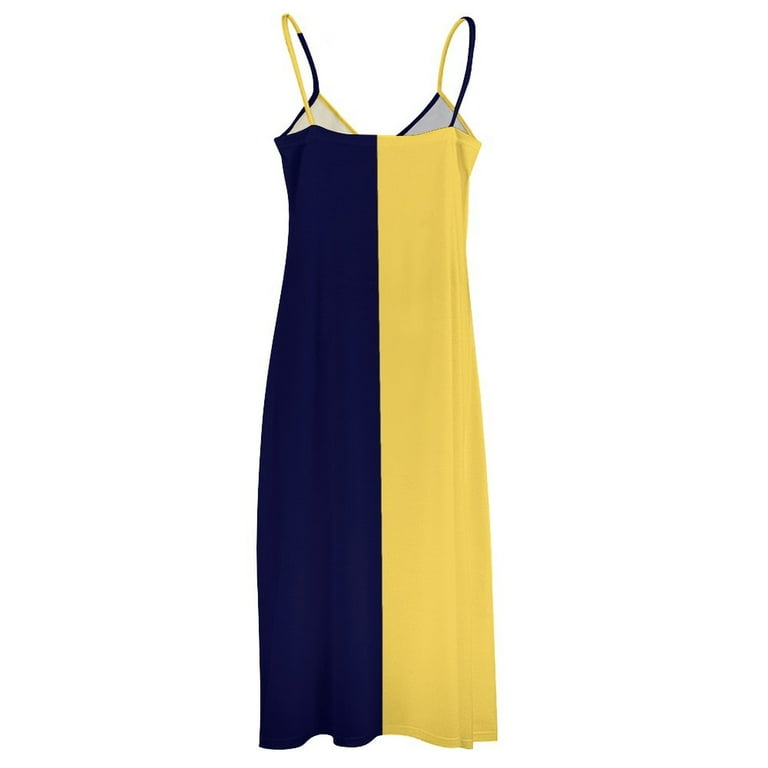 Navy Blue And Mustard Yellow Half And Half Sleeveless Dress women's clothing korea stylish women's summer dresses - Walmart.com Navy Blue And Mustard Yellow Half And Half Sleeveless Dress women's clothing korea stylish women's summer dresses - Walmart.com