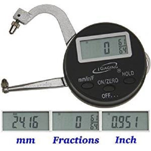 IGAGING DIGITAL THICKNESS GAUGE MICROMETER MEASURING 0-1” MM, INCH, FRACTION