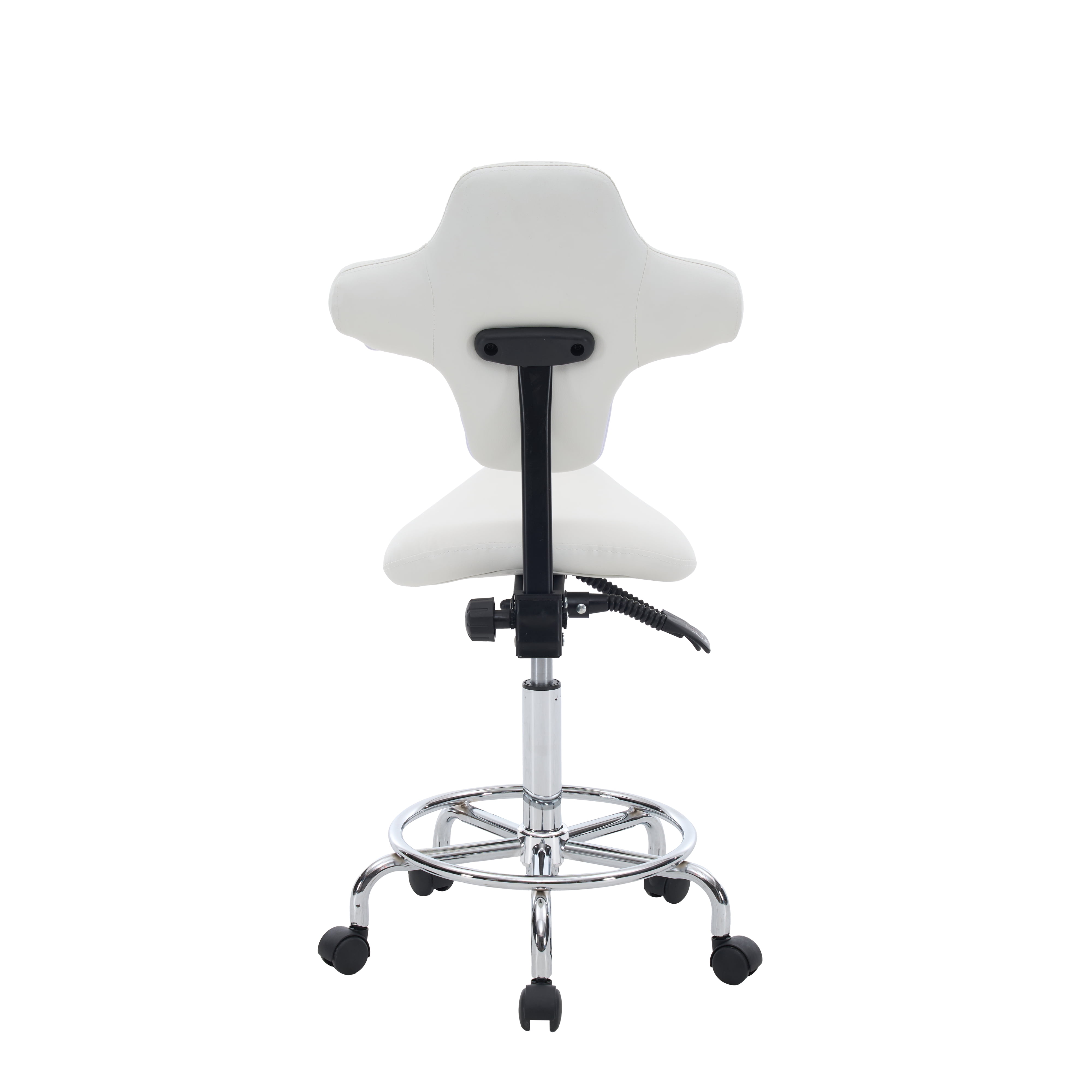 Saddle Stool Chair with Wheels,Ergonomic Swivel Rolling Height Adjustable for Salon Beauty Clinic Dentist Tattoo Home Office(White)