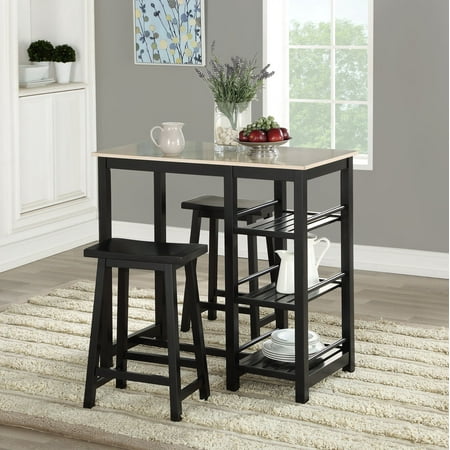 Anaheim 3 Piece Set - Mainstays Wood 3 Piece Tavern Set with Storage Shelves