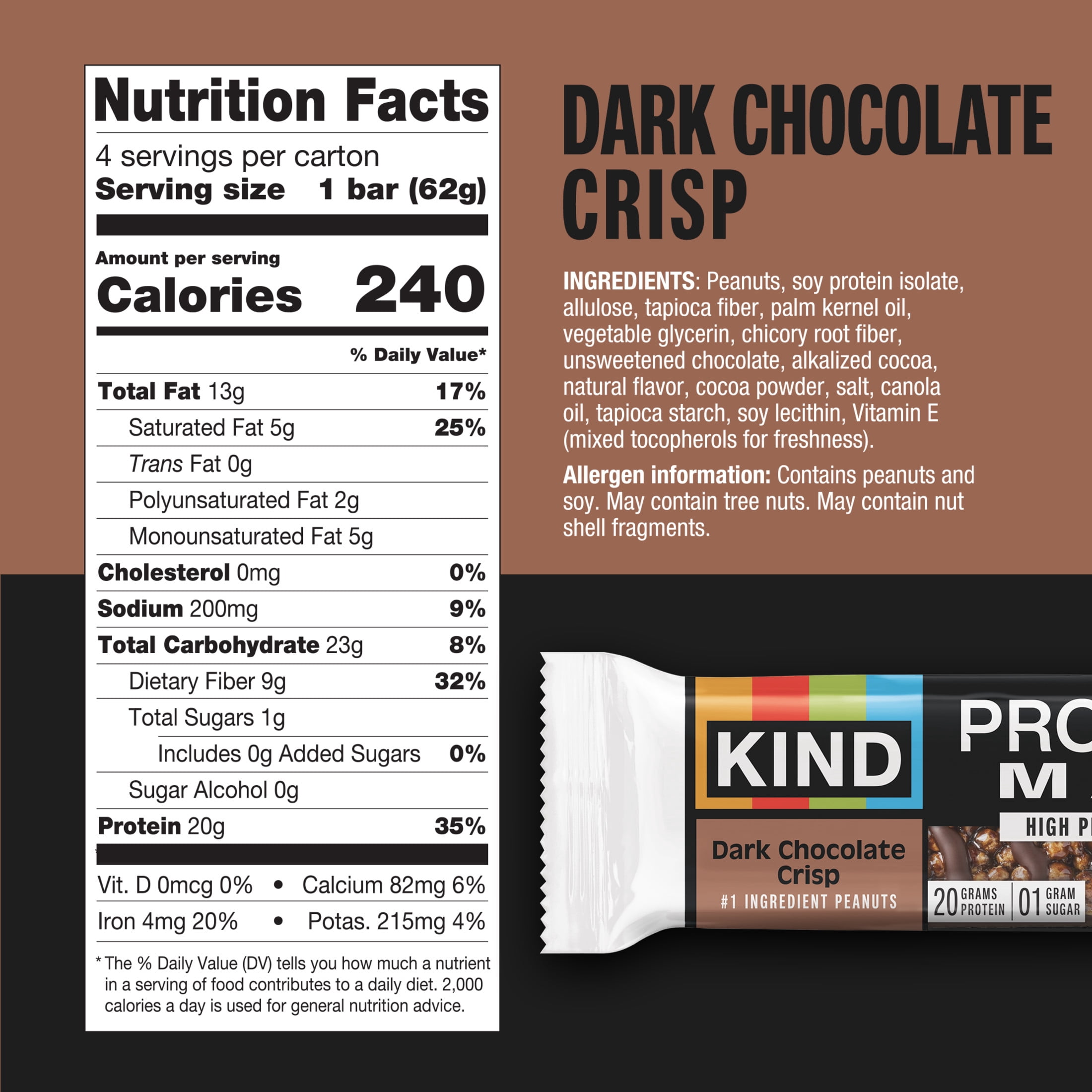 KIND Protein Max Dark Chocolate Crisp 8.7 OZ 4 Count