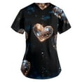 thumbnail image 3 of Valentines Day Womens Scrub Tops Love Heart Printed V Neck Breathable T-Shirts Short Sleeve Professionals Soft Stretch Workwear Shirt with Pockets black 5X-Large, 3 of 4