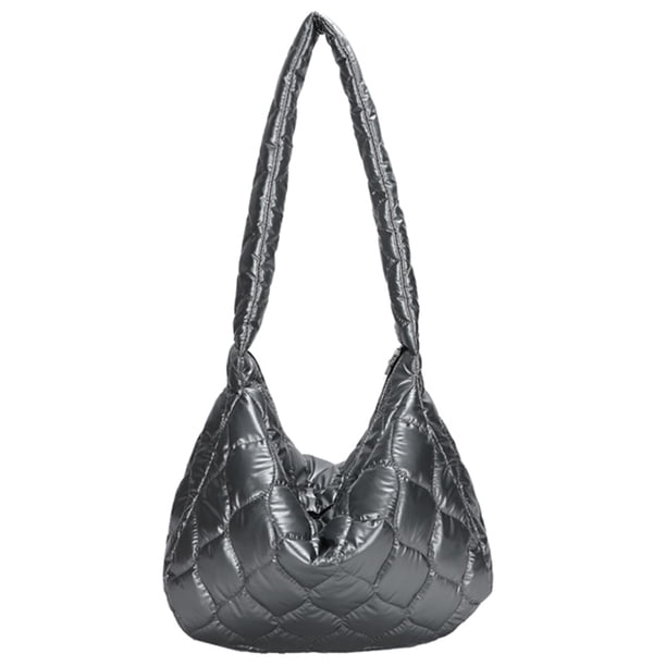 Bolso Acolchado Algodón Otoño Invierno Bolso Hombro Acolchado para El (gris)