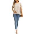 thumbnail image 2 of INSPIRE CHIC Women's Maternity Casual Round Neck Ruffle Sleeve Button T-Shirts Babydoll Loose Fit Peplum Tops 2XL Apricot, 2 of 6