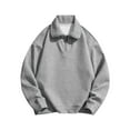 thumbnail image 3 of HOOMEUMY Mens Half-Zip Sweatshirts Casual Basic Drop Shoulder Shirts Fashion 2025 Trendy Classic Solid Design Turndown Collar Tops Loose Fit Blouse Gray M, 3 of 8