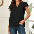 thumbnail image 2 of Women's Summer Blouses V Neck Ruffle Short Sleeve Top Summer Shirts Dots Elegant Chiffon Blouse, 2 of 2