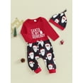 thumbnail image 3 of My First Christmas Outfits Baby Boy Girl 3 6 9 12 18 Months Long Sleeve Romper Onesie Pants Hat 3Pcs Fall Winter Clothes, 3 of 8