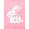 thumbnail image 6 of wsevypo Toddler Girl Happy Easter Outfit Ruffles Sleeve Bunny Romper Suspenders 2Pcs Skirt Set, 6 of 7