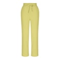 thumbnail image 6 of Karight Women Petite Linen Pants High Waisted Straight Leg Casual Cotton Trousers Elastic Waist Drawstring with Pockets, 6 of 7