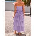 thumbnail image 5 of Women'S Summer Boho Strapless Maxi Dress Casual Sleeveless Off Shoulder Beach Long Sundress Violet L, 5 of 9