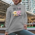 thumbnail image 2 of Focus on the Good, Retro Heart & Flowers Art Merch Gift, Heather Grey Hooded Sweatshirt or Hoodie, Large, 2 of 5