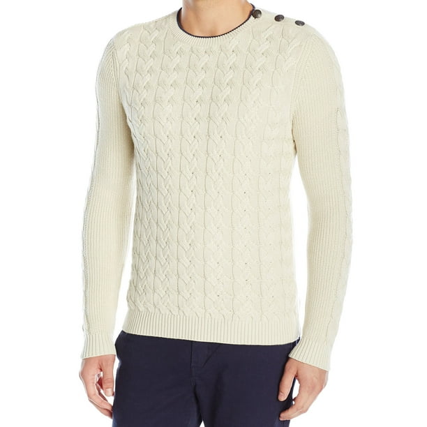 Nautica - nautica men's cable-knit sweater, bone white, large - Walmart ...