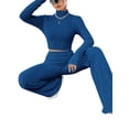 thumbnail image 3 of Womens Lounge Set Cute Long Sleeve Pajama Sets Casual 2 Piece Pj Outfit Fall Sleepwear Blue XS, 3 of 8