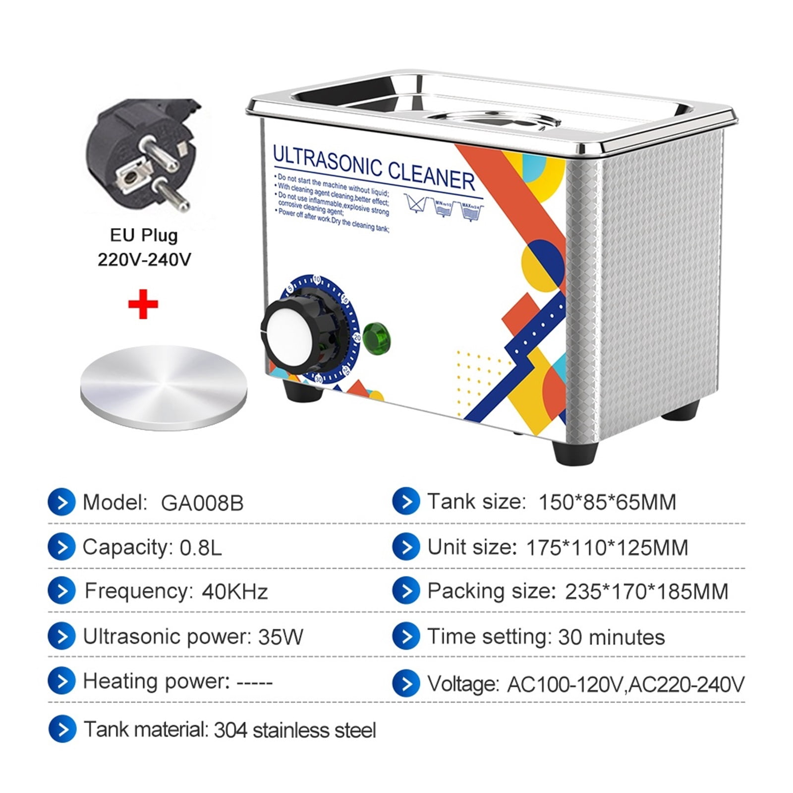 Ultrasonic Cleaner 35W Ultrasonic Glasses Cleaner 800ML Ultrasonic Bath For Glasses Jewelry Ultrasound Cleaning Washing Machine