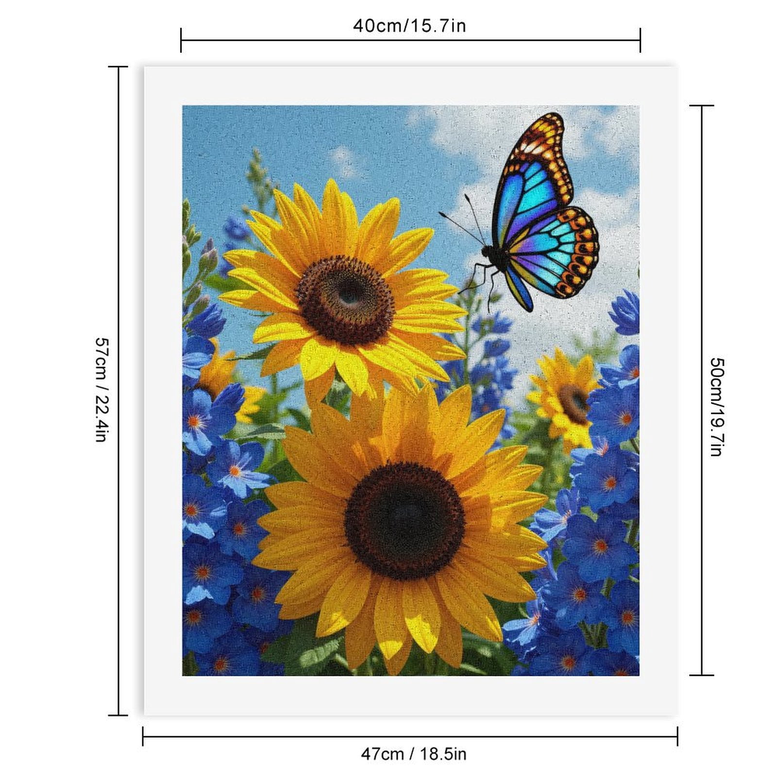 Paint By Numbers Kit for Adults Beginner - Sunflowers Blue Flowers Butterfly DIY Canvas Painting Kits for Adults, Frameless Paint By Number for Adults for Home Wall Decor 16x20 Inch