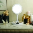 thumbnail image 4 of Lighted Makeup Mirror, Jademall 1X/10X Magnification Double Sided Mirror, LED Vanity Mirror with Light, Folding Compact Mirror for Home Bedroom Makeup Desk, Travel (White), 4 of 7