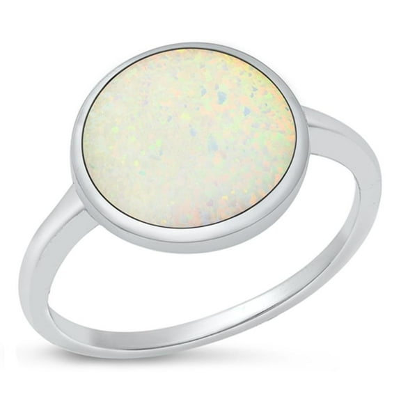 CHOOSE YOUR COLOR White Simulated Opal Cocktail Ring .925 Sterling Silver Band CZ Female Size 6