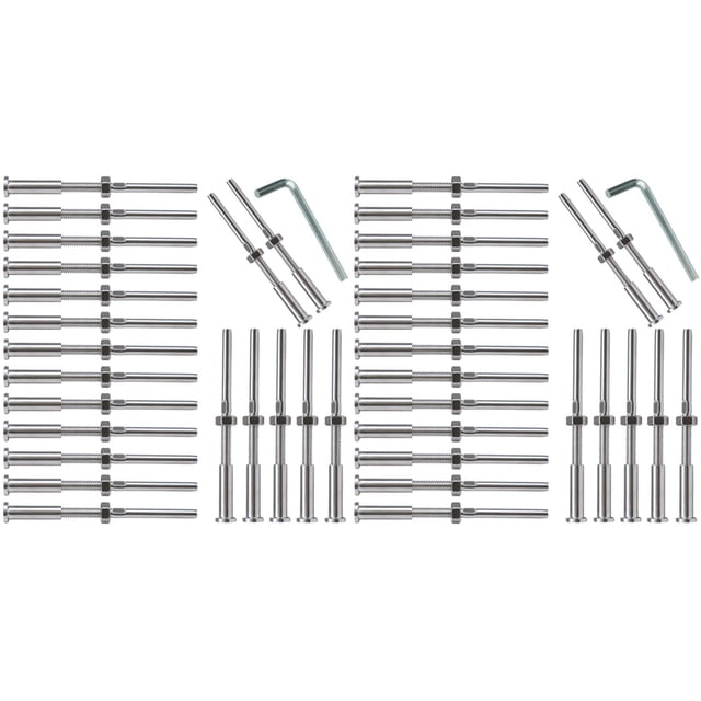 40Pcs Invisible Turnbuckle Hand Swage Threaded Stud Hex Head Fitting Receiver Terminal for 1/8 Inch Cable Railing,40pcs * threaded terminal studs 2pc * wrench,silver