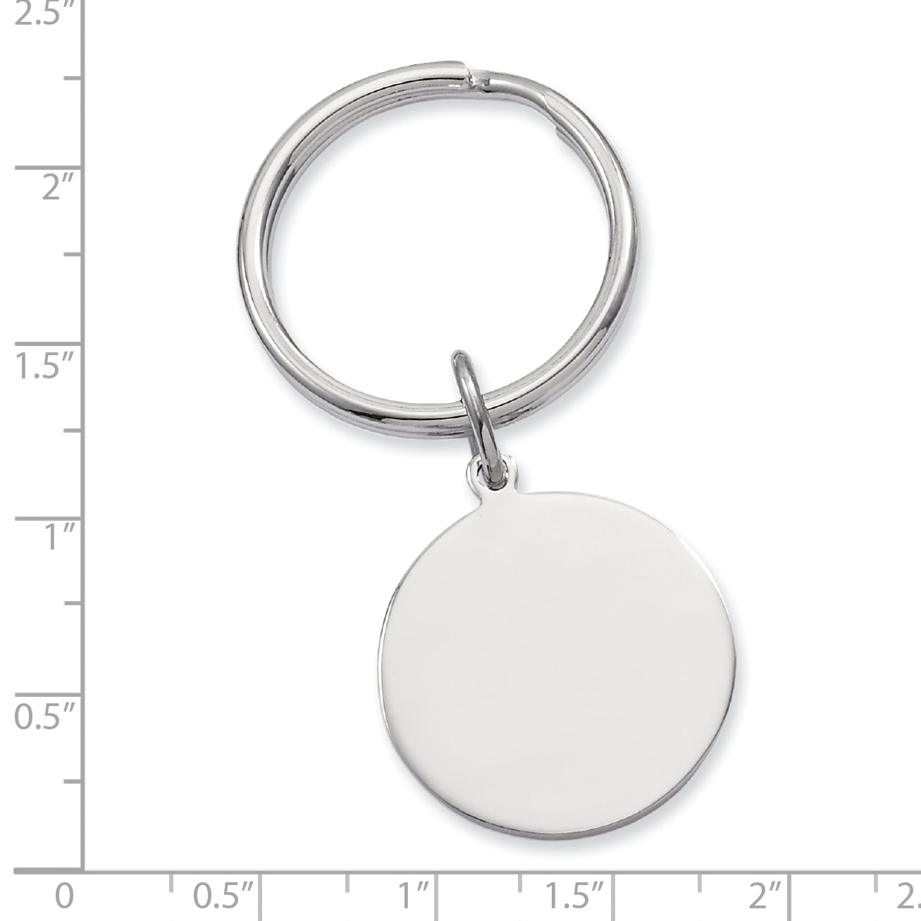 Rhodium-plated Kelly Waters Polished Round Key Ring Q-GL8707