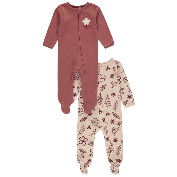 Bon Bebe Baby Girls' 2-Pack Footed Coveralls Color: multi Size: 3 - 6 months