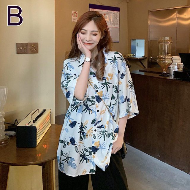 WAITLOVER Camiseta holgada de manga corta estilo playero de verano para mujer talla AU10