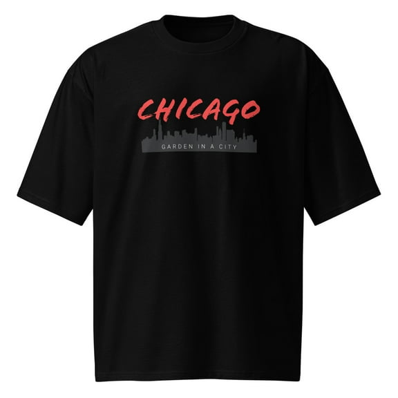 Chicago Garden In A City Oversized heavyweight t-shirt (Black, S)