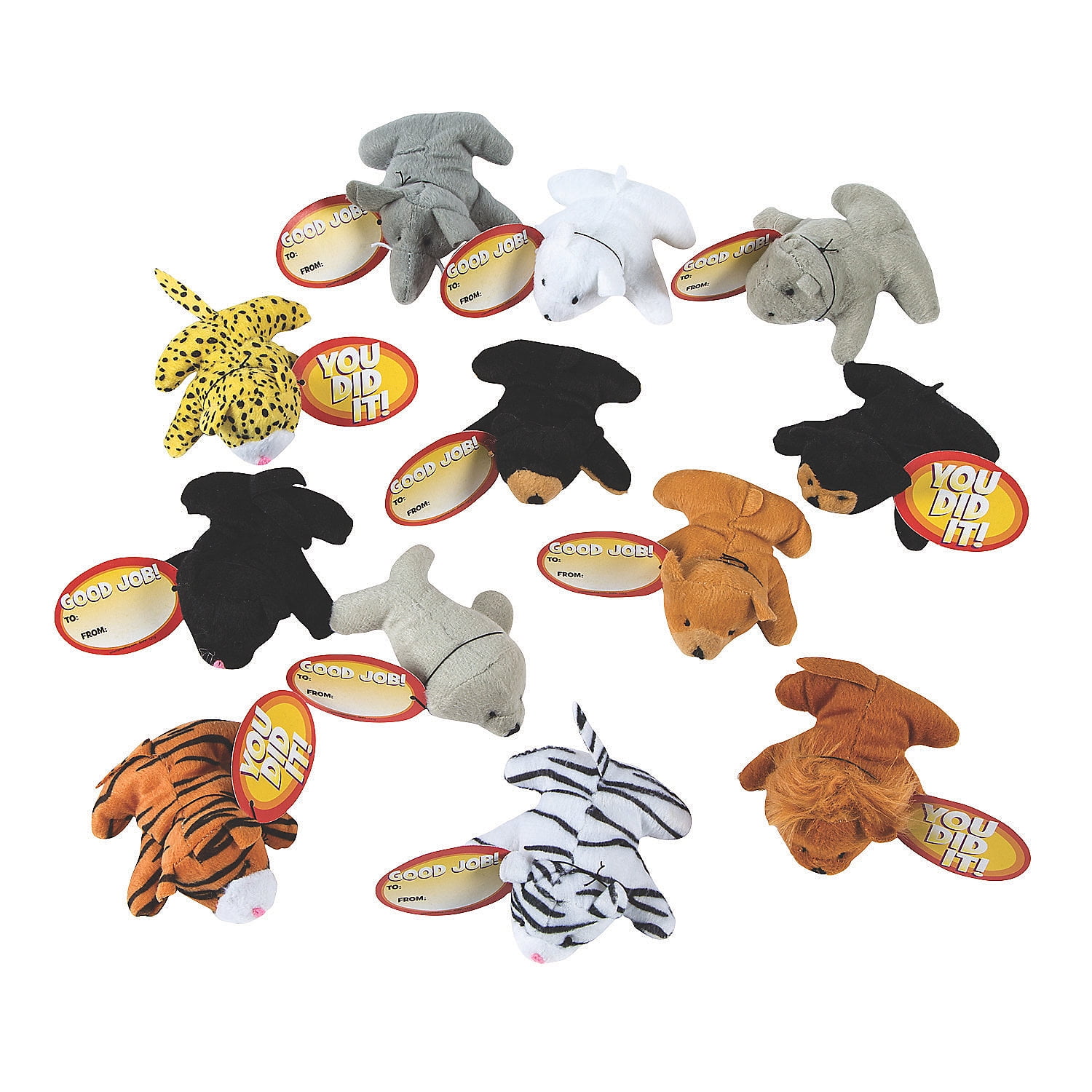 Mini Zoo Stuffed Animals with Card, Toys, Party Supplies, 25 Pieces
