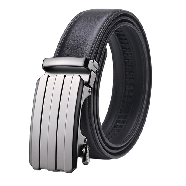 Qarigey Cinturón de hebilla de aleación de moda negro para hombres - Anticorrosión Adecuado para jeans Cinturón de negocios automático Cinturones nueve 125cm