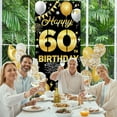 thumbnail image 3 of Happy 60th Birthday Decorations for Men & Women – Black Gold 60th Birthday Banner Backdrop, Fabric Yard Sign, Photo Props for Indoor Outdoor Party, 3 of 6
