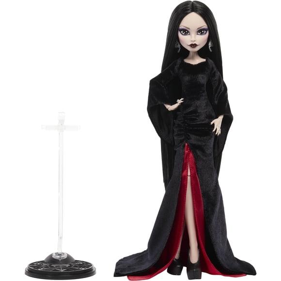 Monster High x Wednesday Collectible Doll, Morticia Addams in Black Velvet Dress