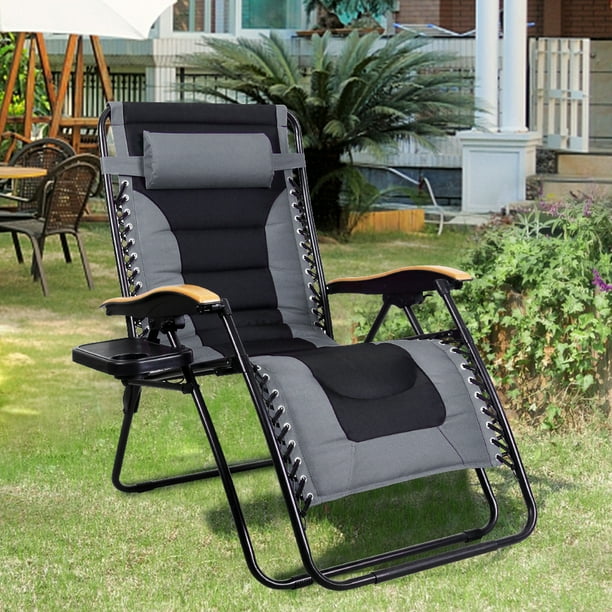 Captiva Designs Oversized Padded Zero Gravity Chair, Grey