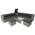 thumbnail image 7 of Segmart 7-Piece Outdoor Sectional Conversation Sets, Patio Furniture Sets with Thick Cushions and Tempered Glass Table, All-Weather PE Wicker Sofa for Porch Garden Backyard Balcony, Gray, 7 of 7
