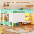 thumbnail image 5 of Frhnenha Full Over Twin Bunk Bed with 6 Storage Drawers & Shelves, Convertible Storage Bunk Bed with LED Lights, Metal Loft Bed with Non-Slip Ladders & Safety Guardrail, Space Saving, White, 5 of 9