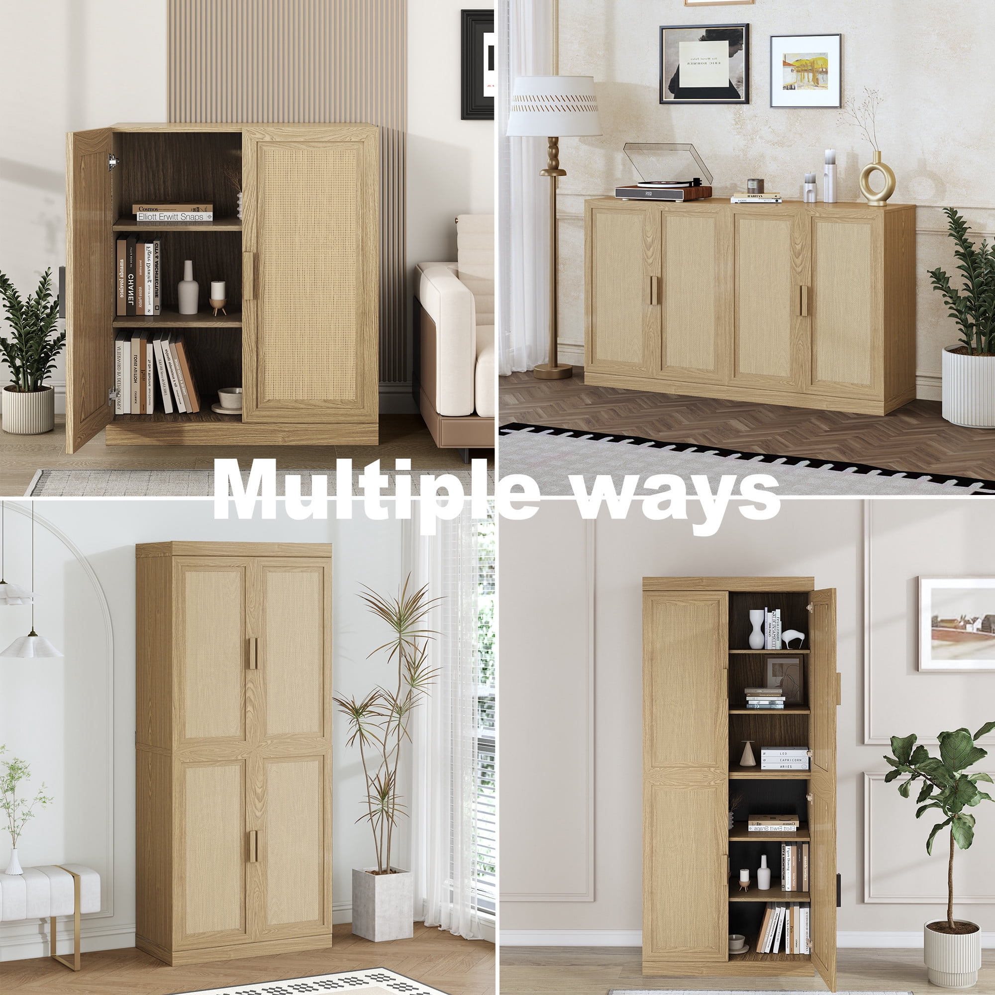 MAYEERTY Entryway Storage Cabinet Wood Accent Cabinet for Living Room,Brown